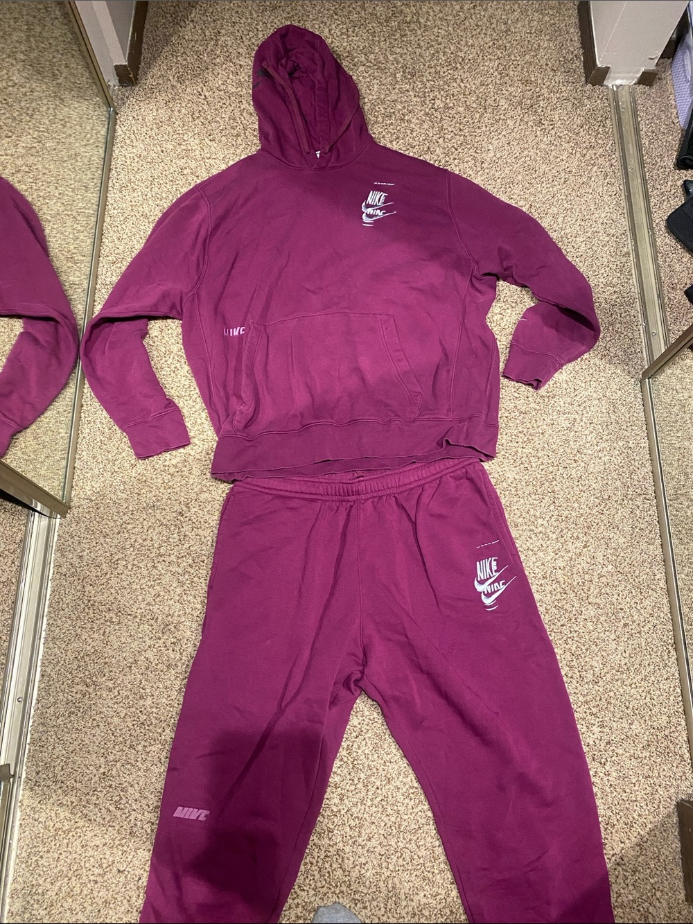 Nike Maroon Pullover Hoodie and Joggers Set